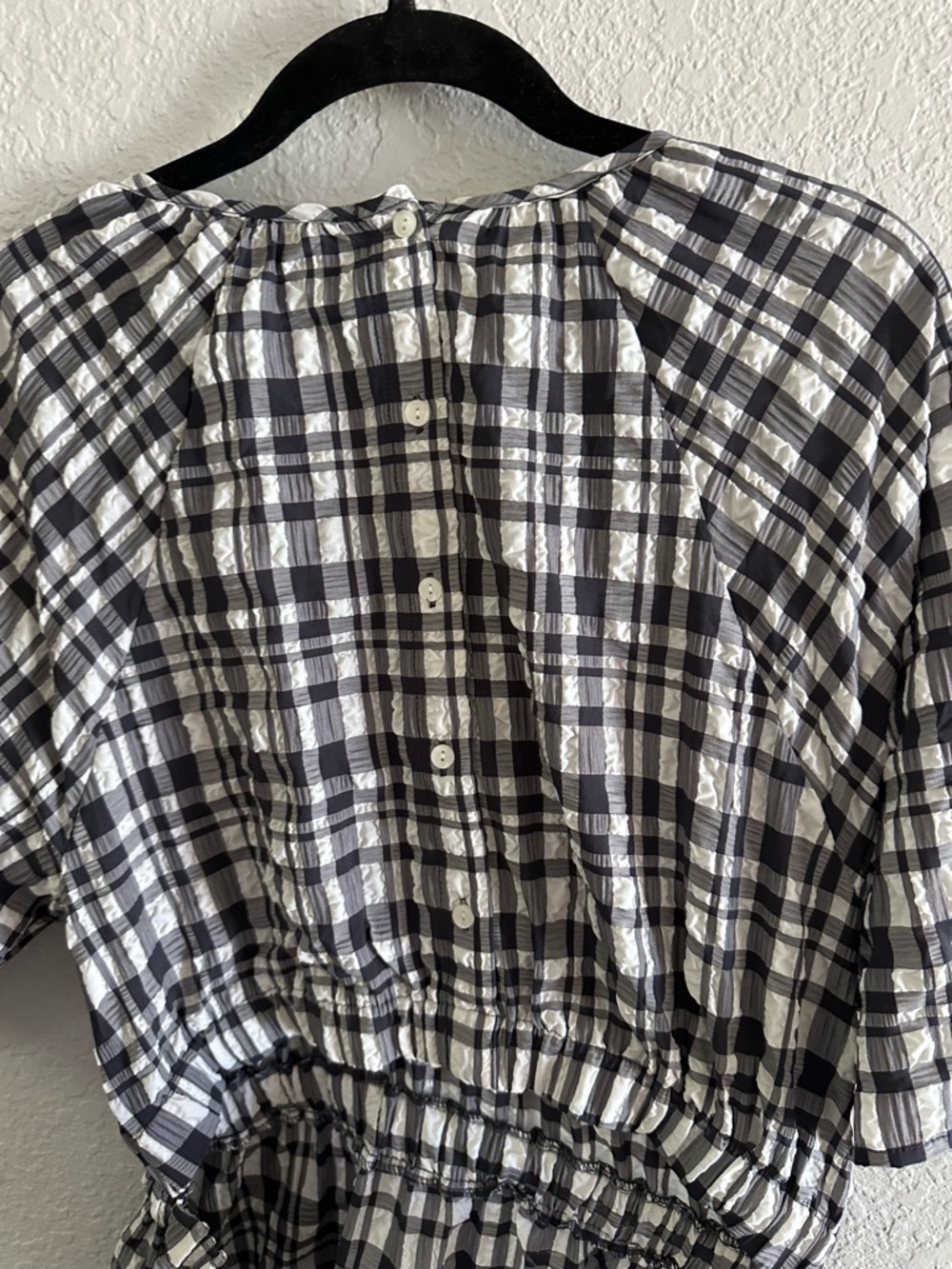 NWT Just Female Hamilton Cut Dress Plaid Seersucker Open Back Midi Dress L - Picture 7 of 12